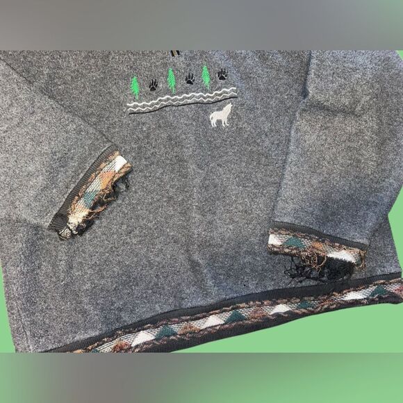 Vintage Tundra Sport Canada Fleece Half-Zip Sweater - Forest & Wolf Embroidery L - Picture 6 of 12